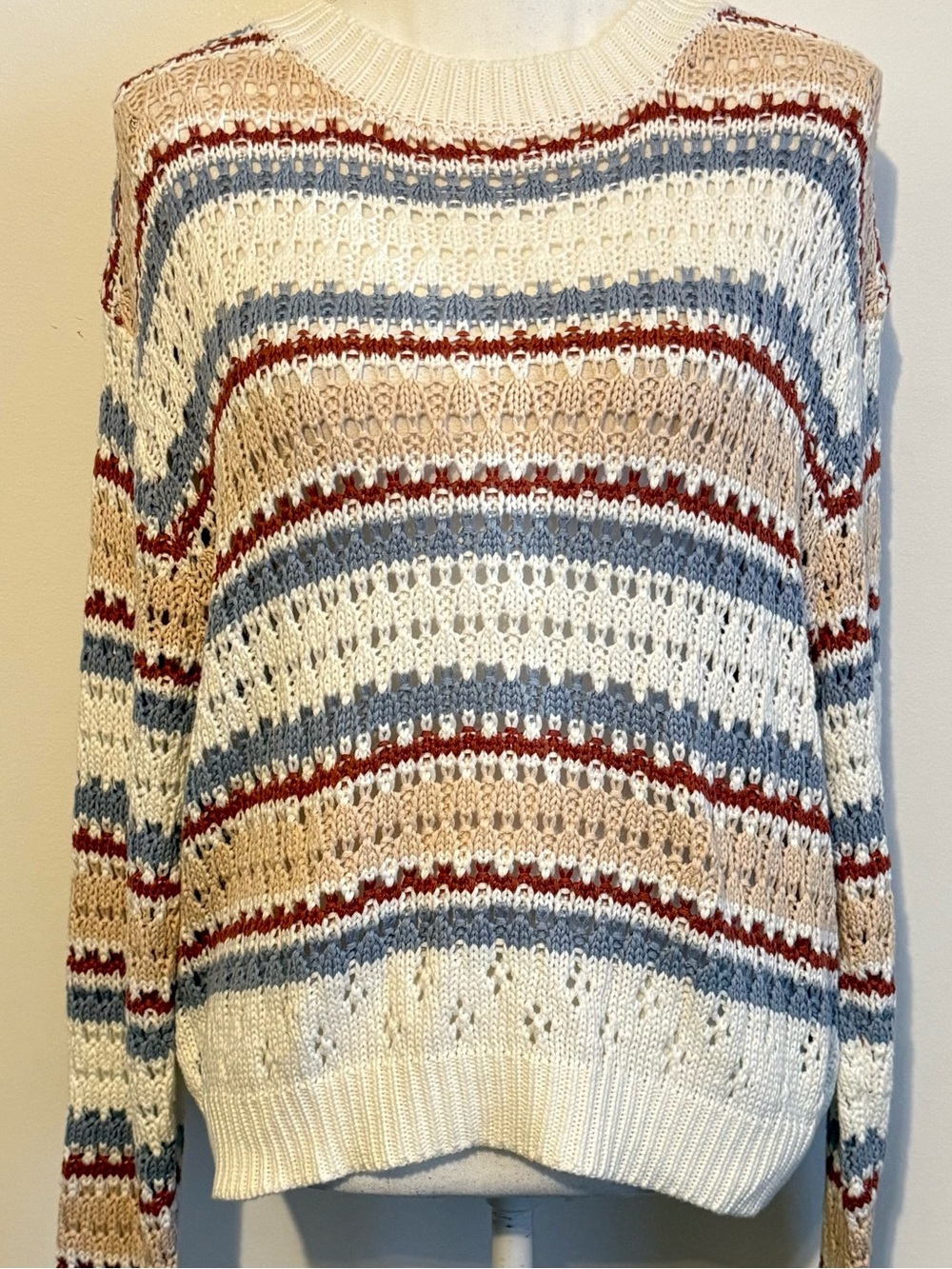 Altar’d State Striped Pointelle Knit Sweater Size Large